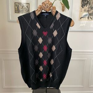Club Room Argyle Sweater Vest Merino Wool M